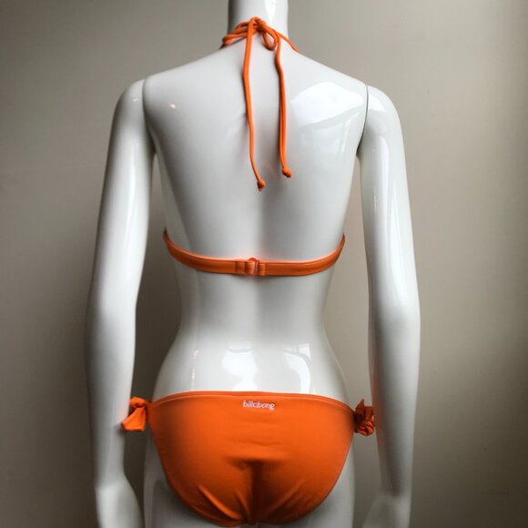 Billabong surf solid orange halter top low rise bikini set - Picture 8 of 8